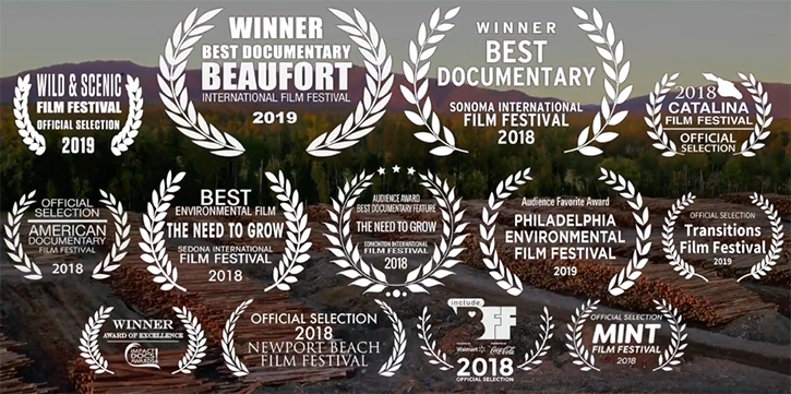 screenshot of film awards for documentary the need to grow