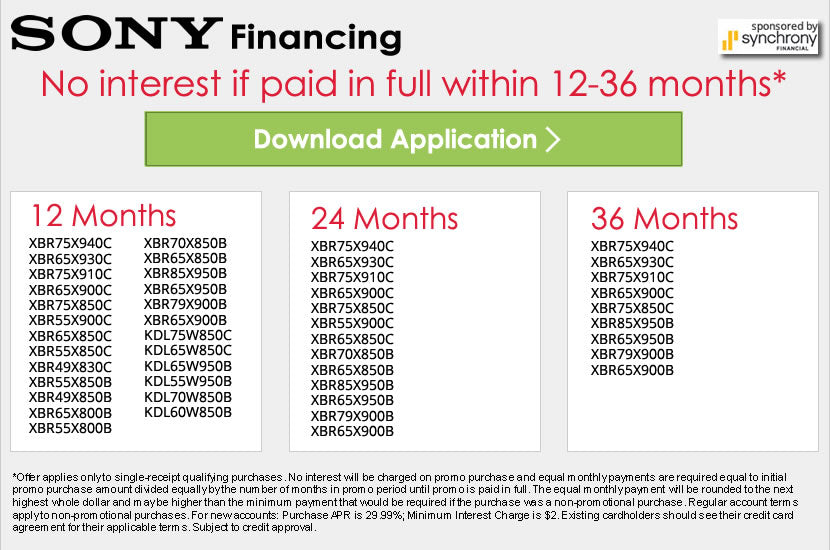 Sony Financing Form