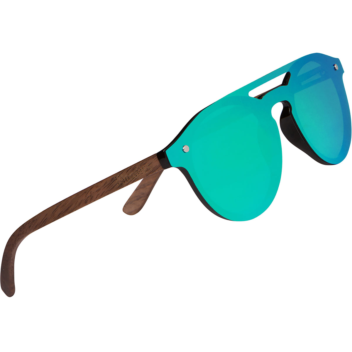 Walnut Wood Aviator Style Sunglasses With Flat Green Mirror Polarized Woodies