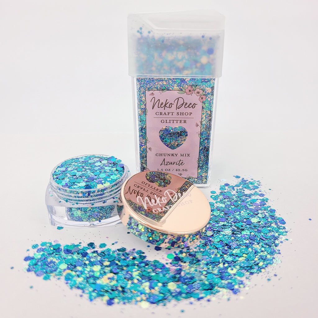 Iridescent Glitter - Iridescent Blue Glitter - Chunky Glitter Mix - Po –  Lisa's Bling Boutique