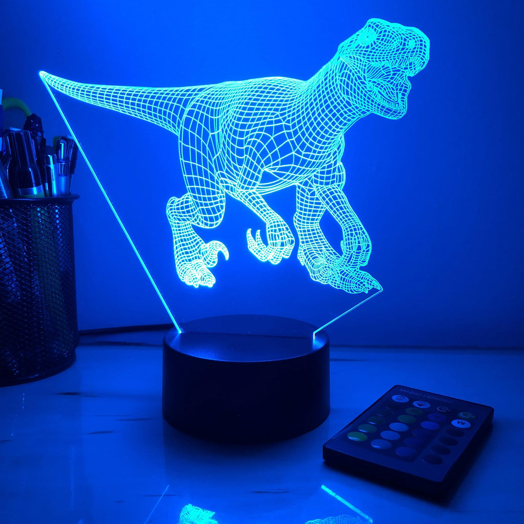 Utah Raptor Dinosaur 3D Optical Illusion Lamp Carve Craftworks, LLC