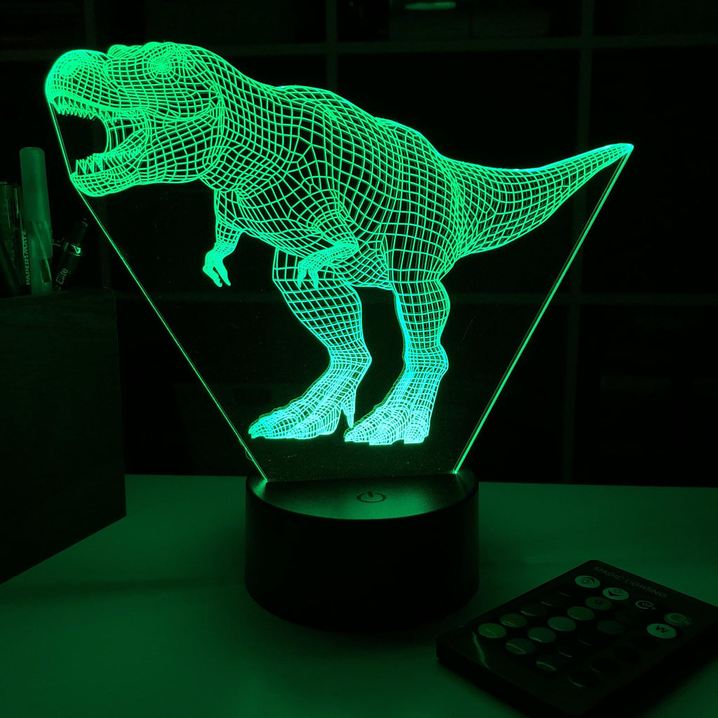 Tyrannosaurus Rex Dinosaur (2) 3D Optical Illusion Lamp Carve