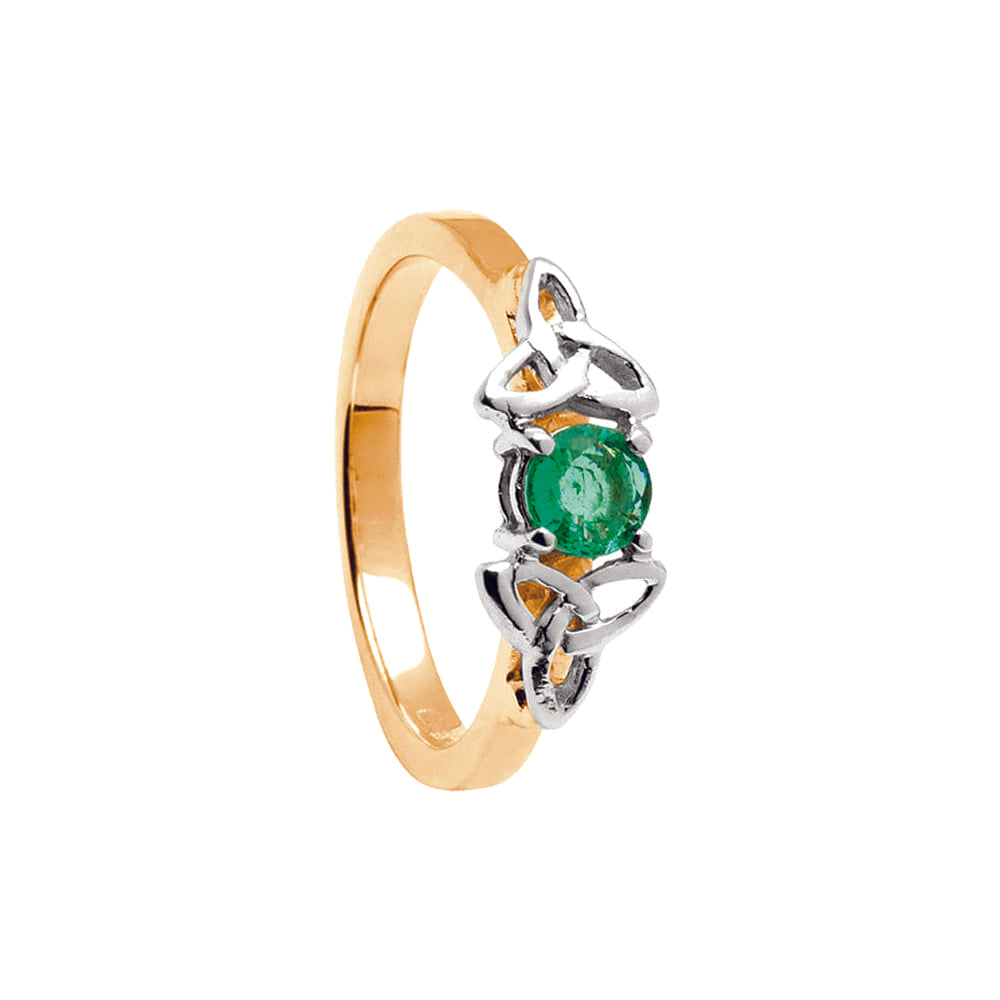 14k Yellow + White Gold Emerald Trinity Knot Engagement Ring - The ...