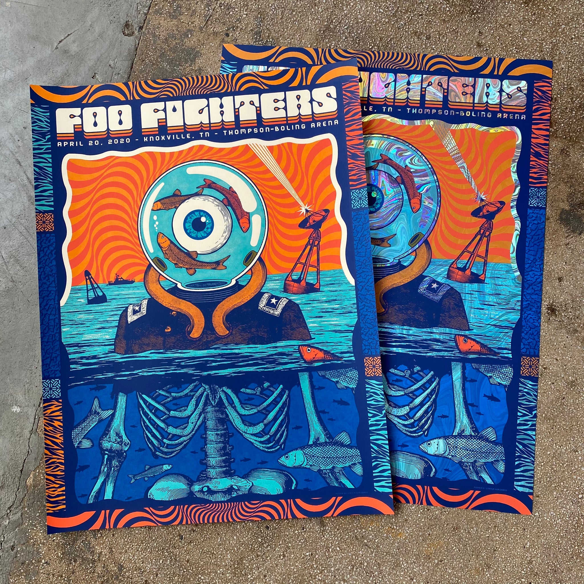 Foo Fighters Knoxville 4/20 Matching Numbered set Status Serigraph