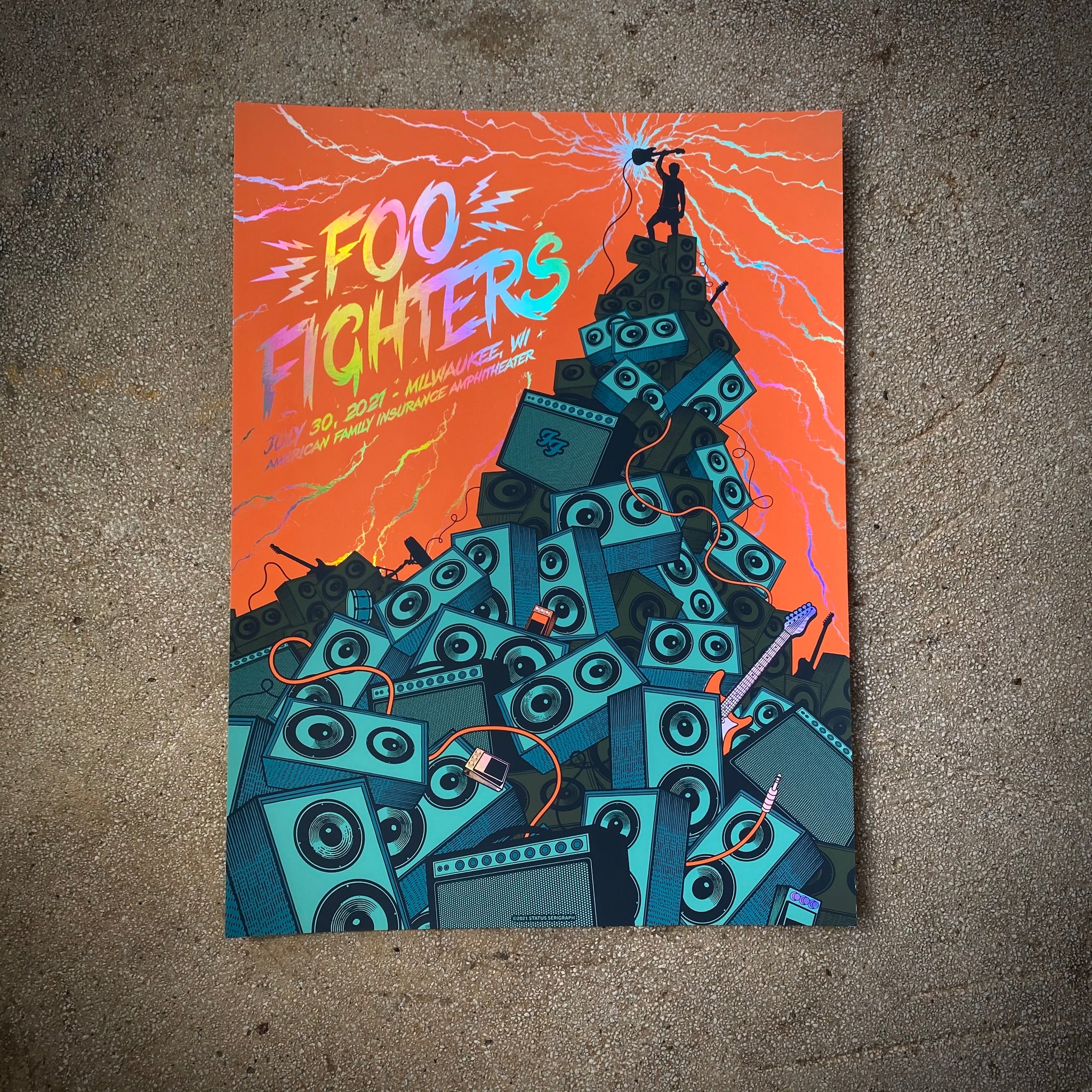 Foo Fighters Milwaukee 2021 (Rainbow Foil) Status Serigraph