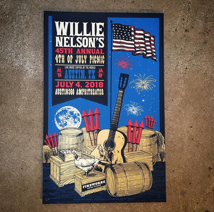 Willie Nelson's 4th of July Picnic 18 Status Serigraph