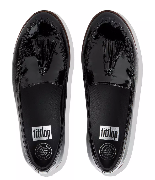 fitflop black patent shoes