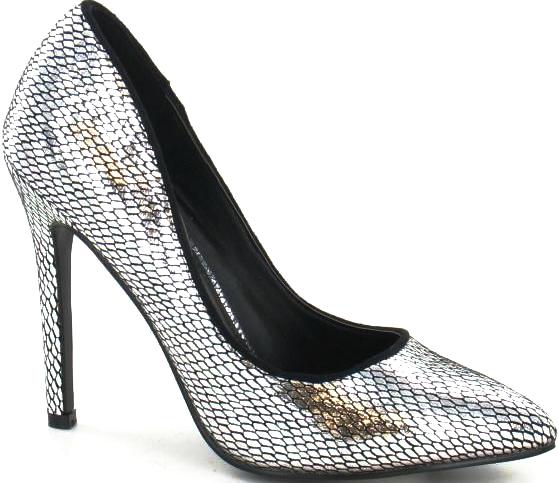 black and silver court shoes