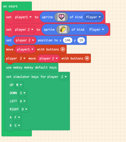 makecode 2 player game code