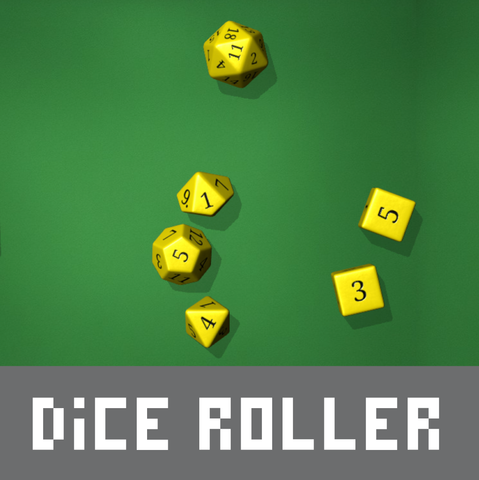 Dice roller- green background with different sided dice