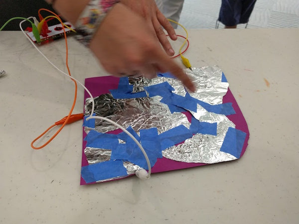 foil and paper with alligator clips