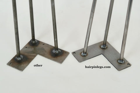 close up of mounting plate comparison of hairpinlegs.com and other