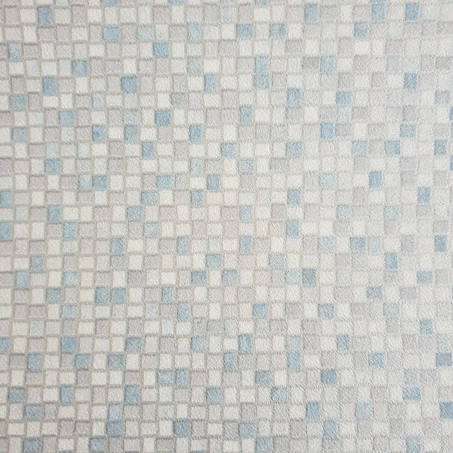 Blue White Silver 5m X 2m Mosaic Effect Qualtiy Vinyl Flooring