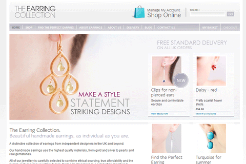 The Earring Collection website homepage