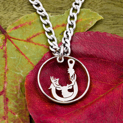 Buck and Red Fish Necklace, Hunting Jewelry, Gifts for Guys Him