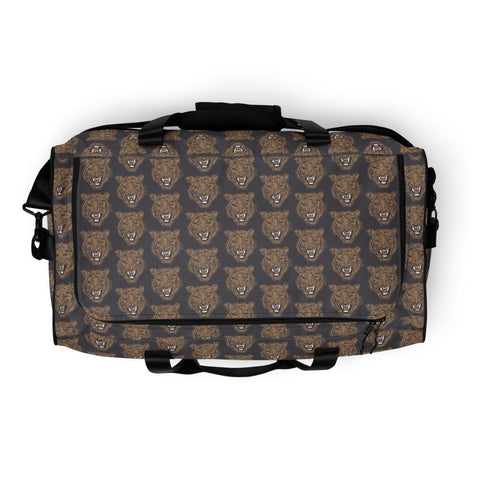 Tiger Face Print Duffle Weekend Bag Gold Grey - Hip-Hatter