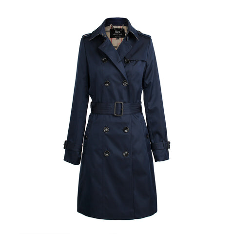 Womens Classic Trench Coat Navy Blue - Hip-Hatter