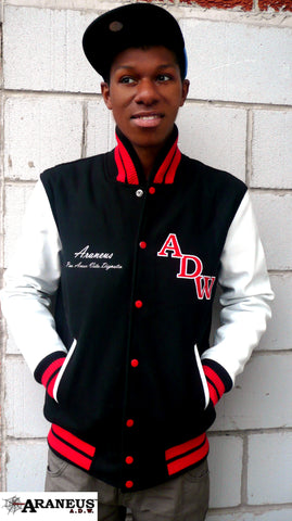 Letterman Varsity Jacket With Leather Sleeves Araneus A.D.W. - Hiphatter