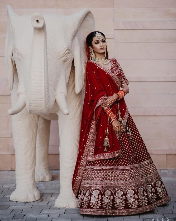 Red Color Embroidered Silk Fabric Bridal Lehenga Choli With Double Dupatta