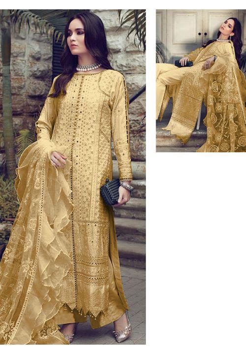 Buy Readymade Party Wear Salwar Kameez Crafted From Georgette Fabric,  Adorned With Gold Heavy Sequin Embroidery Work. Online in India - Etsy