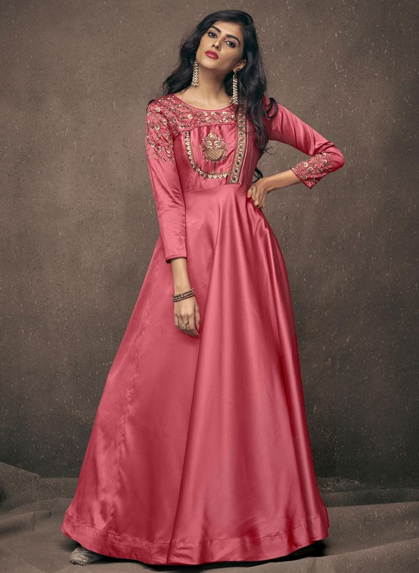 Buy Georgette Gown in Pink Online : 269263 -