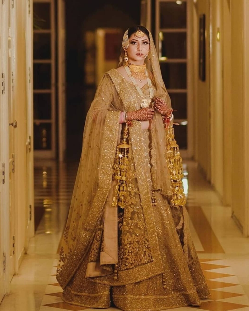 Pretty lilac lehenga with gold work and wine-coloured dupatta| WedMeGood|  #pastellehenga #constrastdupatta #bridal… | Indian outfits, Indian dresses,  Indian fashion