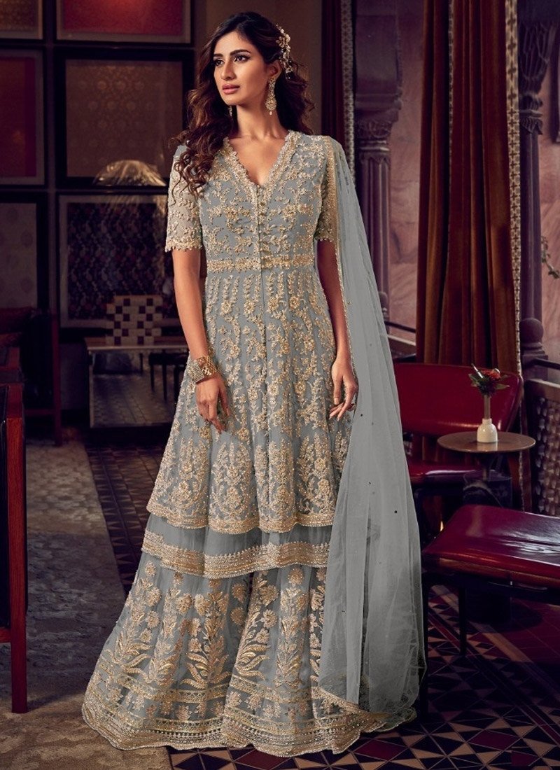 Designer Party Wear Net Sharara Suit - Stylecaret.com