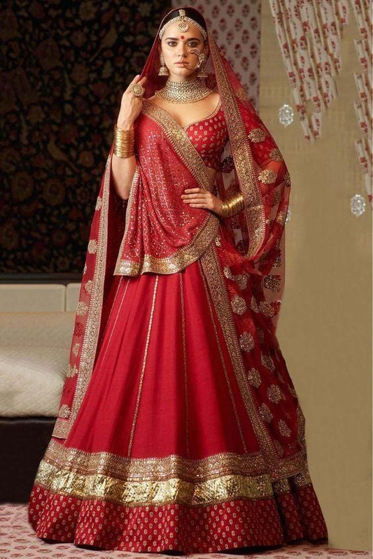 Customised Handcrafted Red Bridal Lehenga Choli Resham Work SF674SD –  ShreeFashionWear