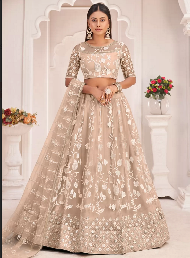 Orange Lehenga Choli and Dupatta Pakistani Bridal Dress