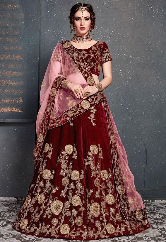 Wine Lehenga Choli Collection by Kreeva in USA