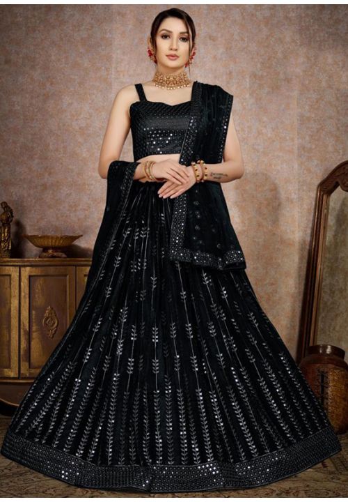 Black wedding dress pakistani designer lehenga style outfit guest Koyal