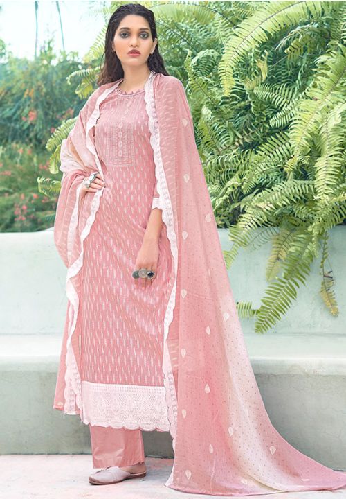 Buy Traditional Wear Embroidery Work Pure Viscose Light Pink Salwar Suit  Online From Surat Wholesale Shop.