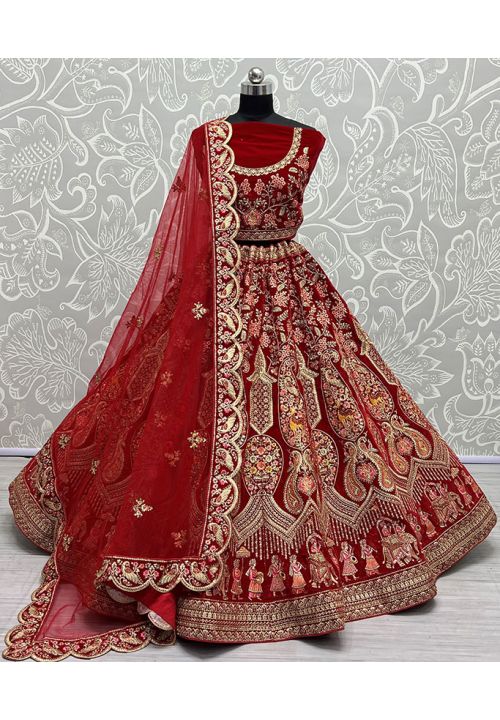 Pink - Velvet - Lehenga Cholis: Buy Indian Lehenga Outfits Online | Utsav  Fashion