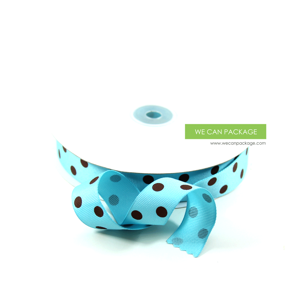 Ribbon Brown With Light Blue Dots 78