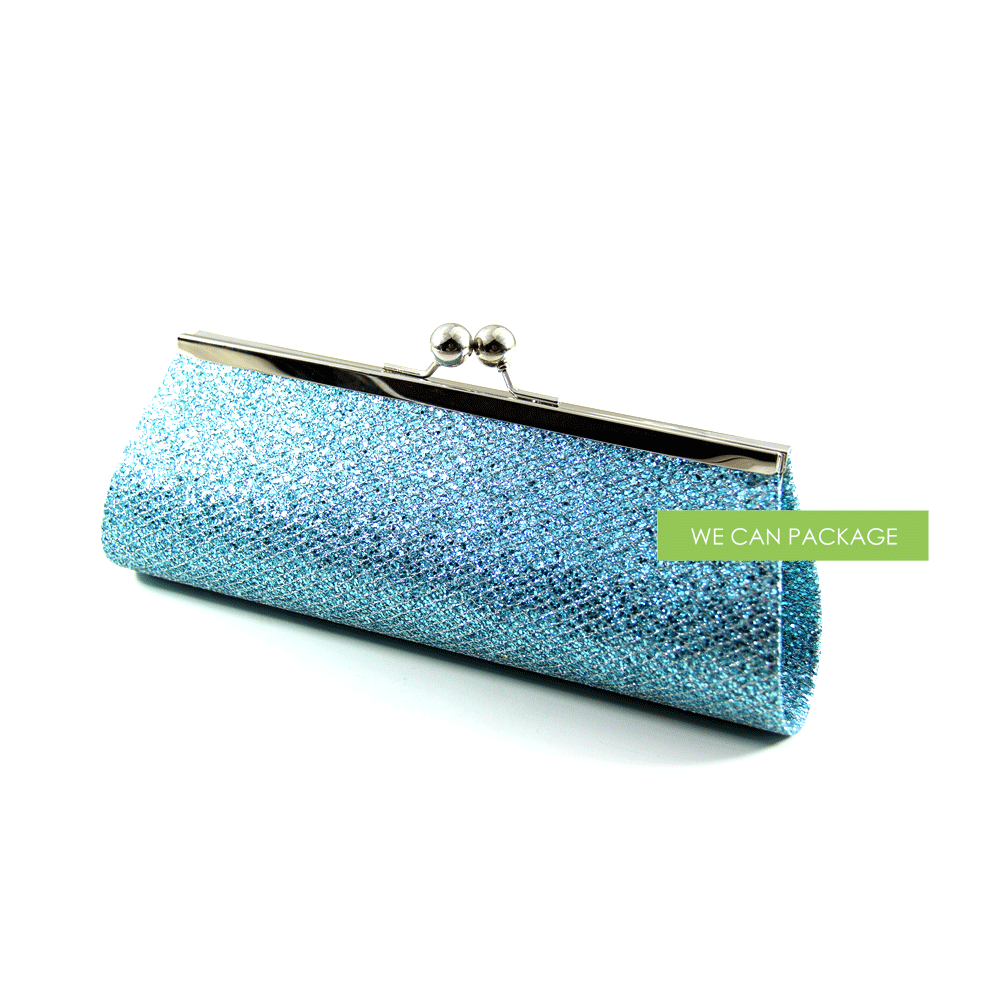 pale blue satin clutch bag