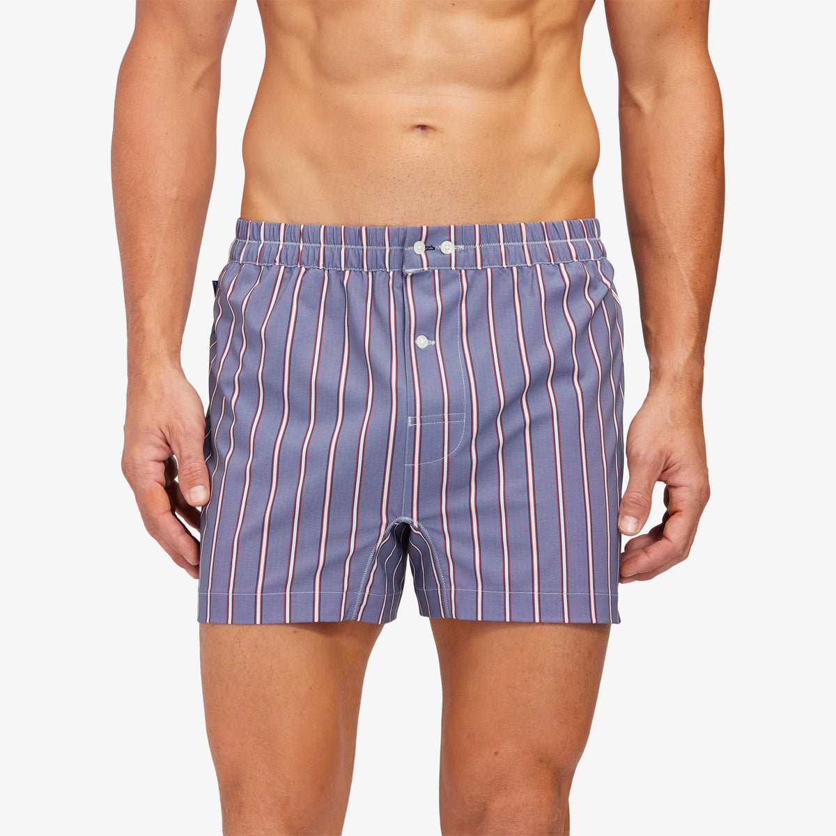 Leeward Boxer - Vertical Gray Red Stripe - Mizzen+Main