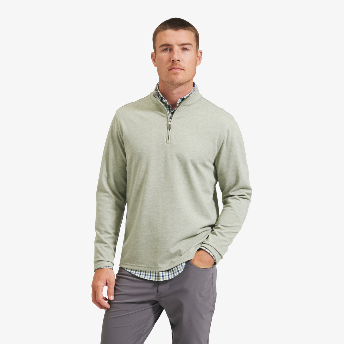 ProFlex Quarter Zip - Sage Green Heather - Mizzen+Main