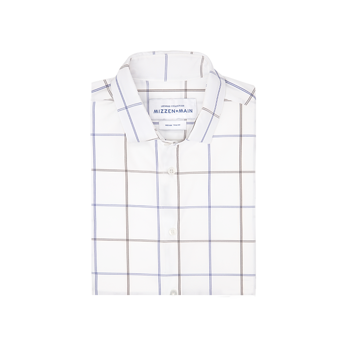 Leeward Dress Shirt - Blue White Large Windowpane - Mizzen+Main