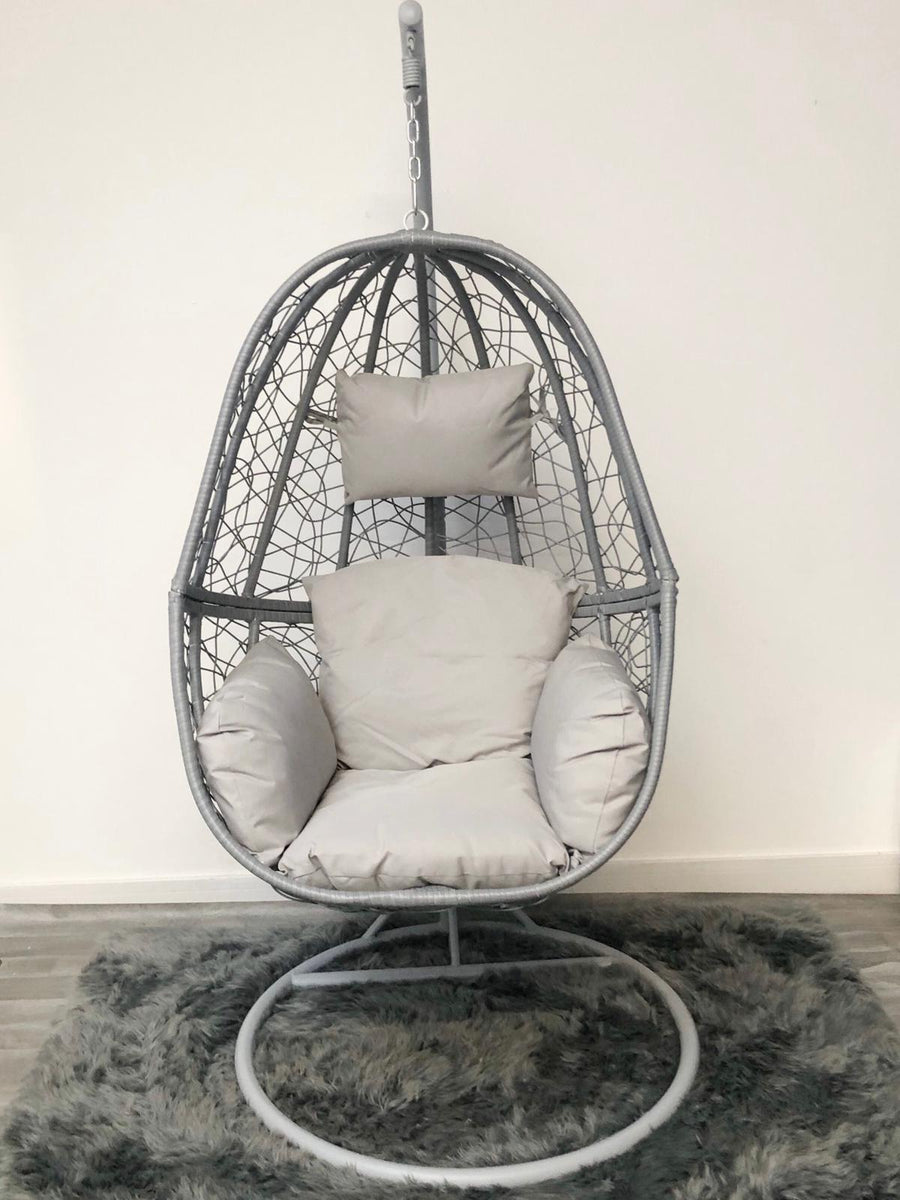 Grey hanging egg chair swing seat with circle base – BRIQ