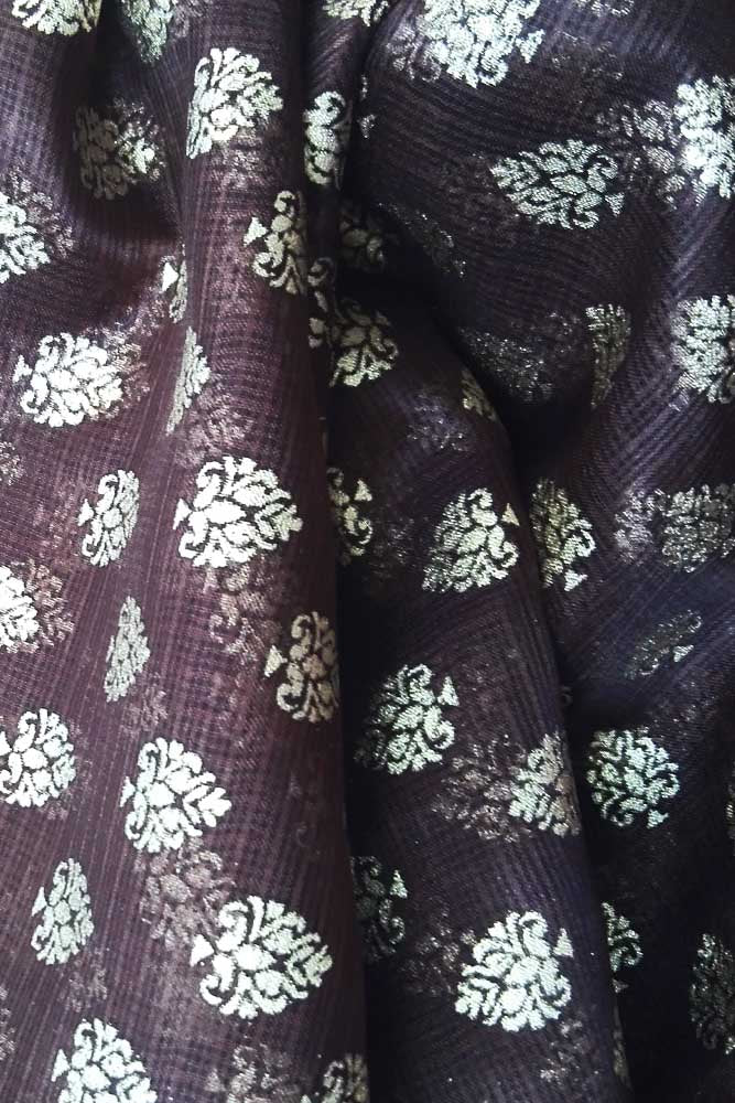 Gold Block printed Kota Silk Fabric – India1001.com