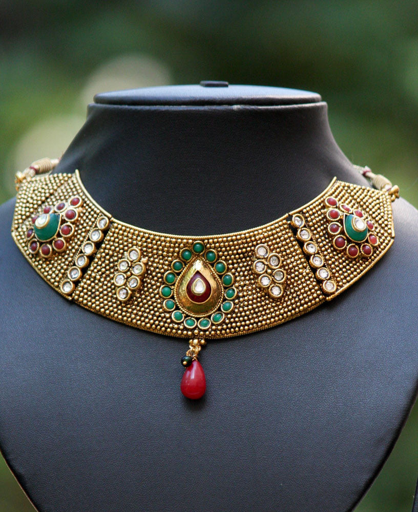 Stunning Polki & kundan Necklace Set – India1001.com