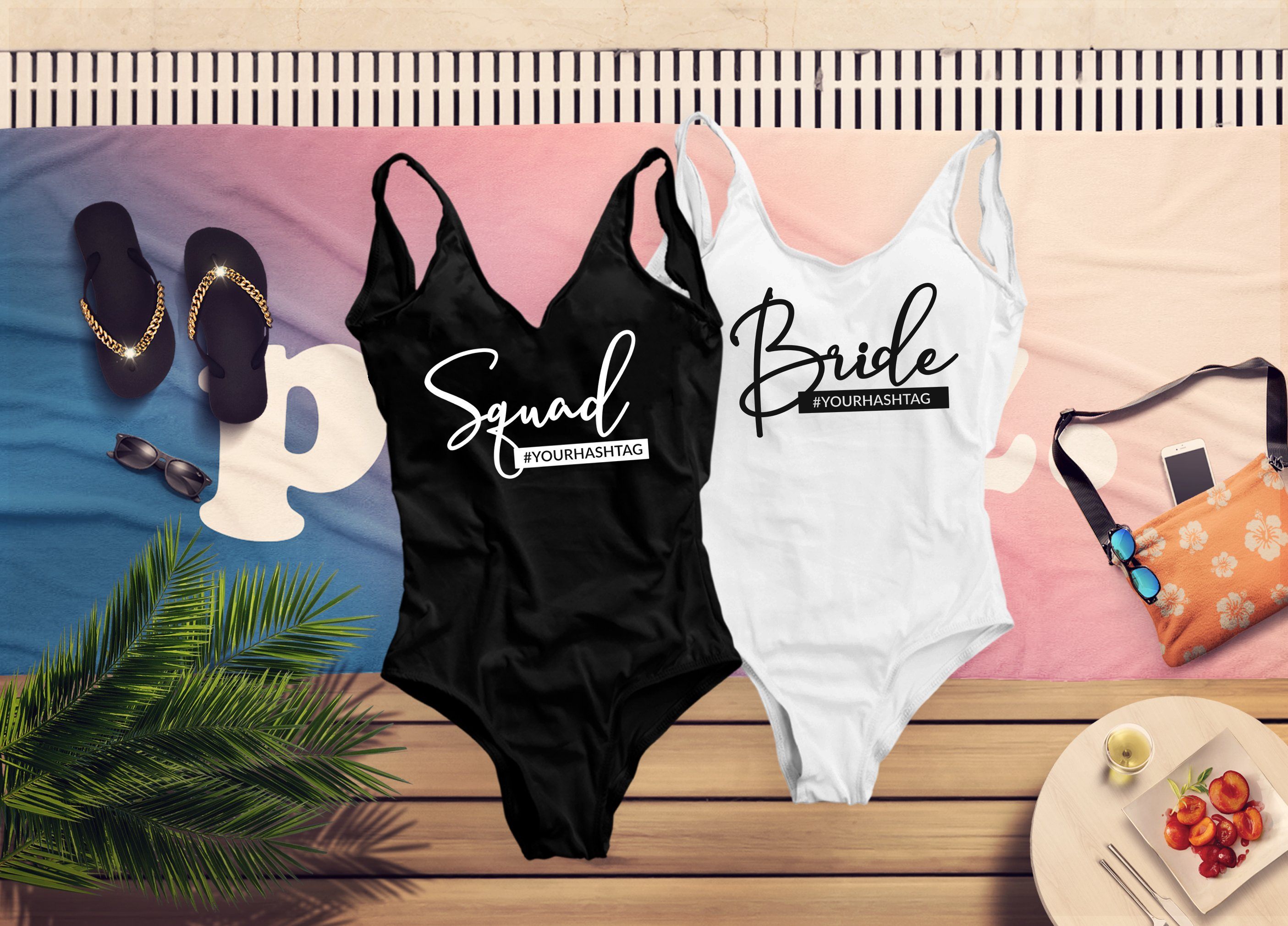 bride and bride squad swimsuits