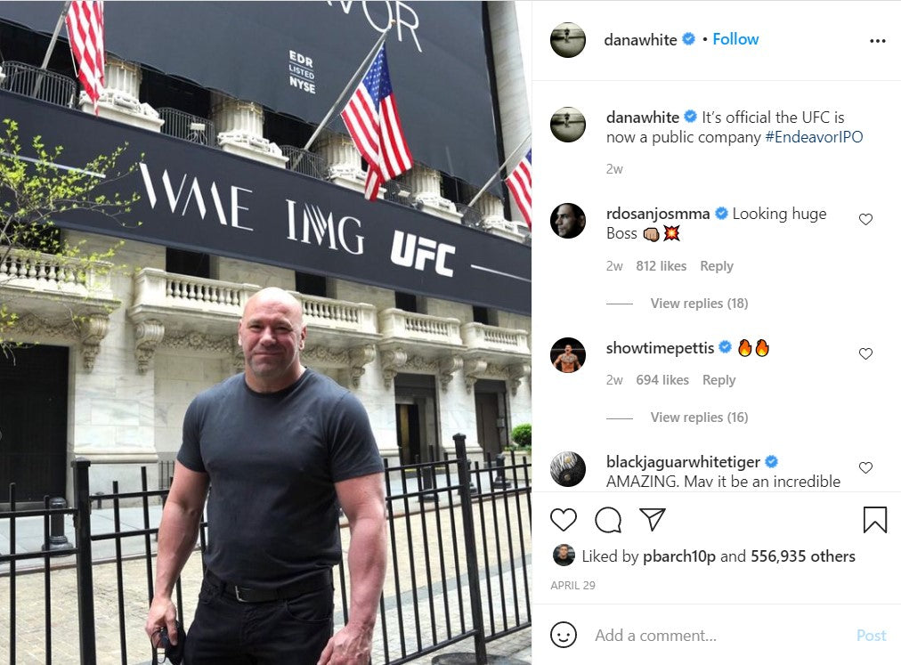 danawhite Verified It’s official the UFC is now a public company #EndeavorIPO