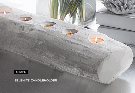 selenite candle holder