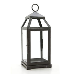 Hosley 14 Inch High Large Clear Glass Black Iron Classic Style Lantern