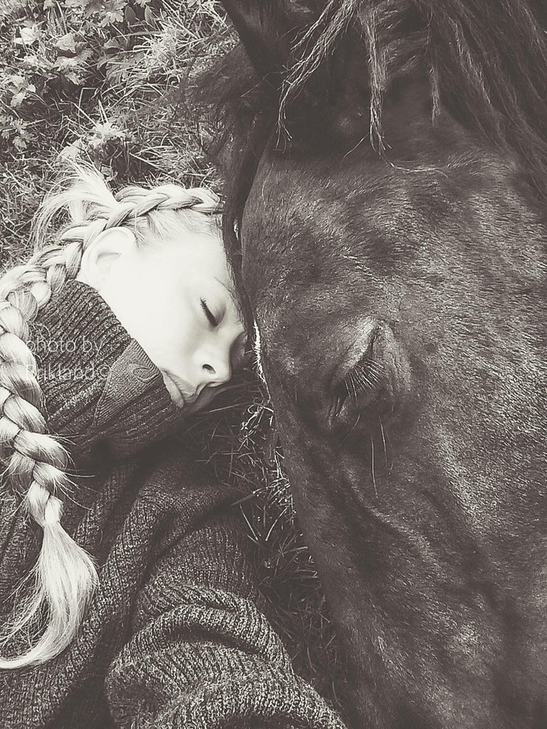 Girl laying next to horse | Quiet Time Photo Challenge