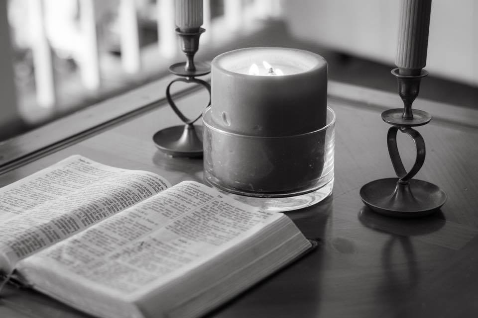 Candle and Bible on a table | Quiet Time Photo Challenge