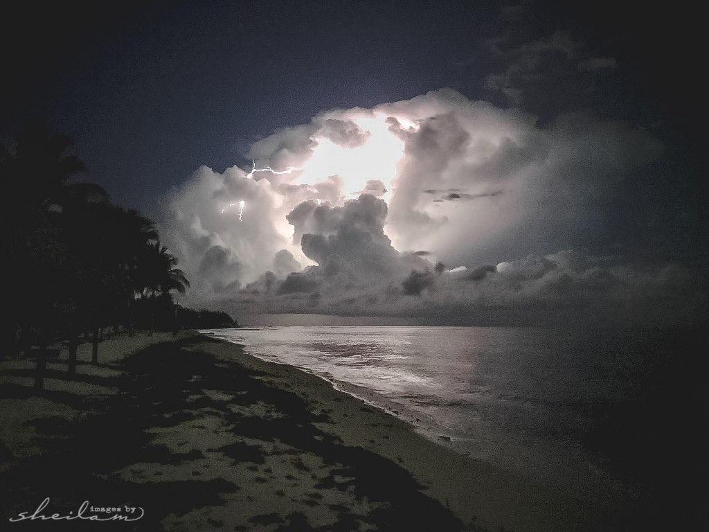 Stormy night photo taken on a beach