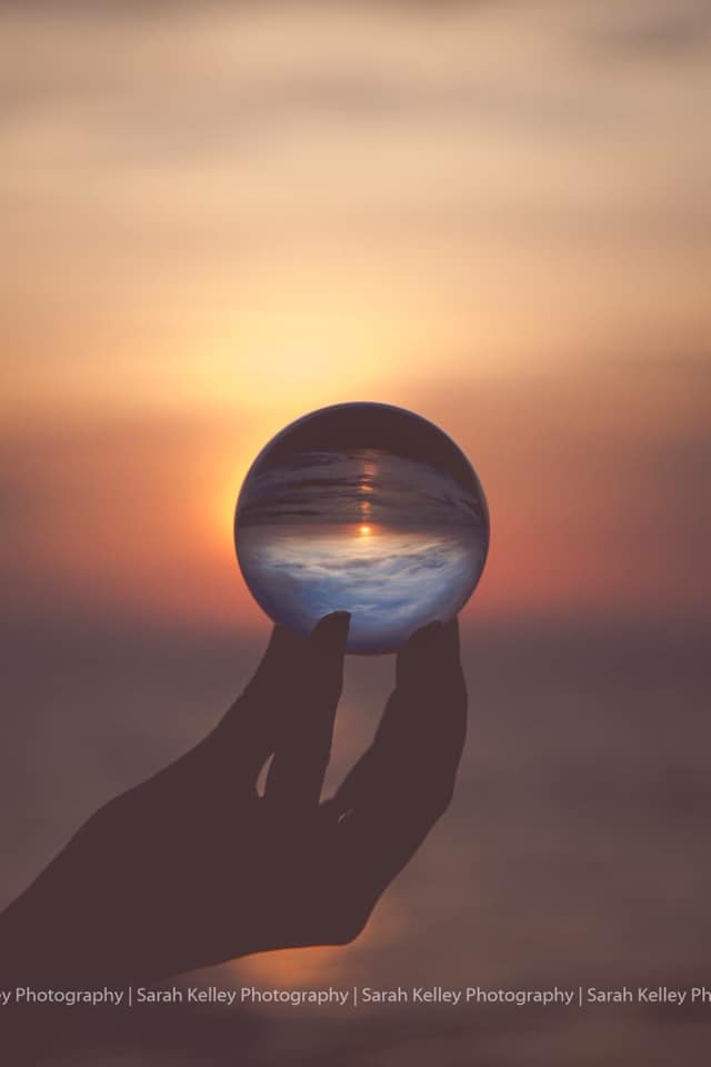 silhouette image of hand holding globe