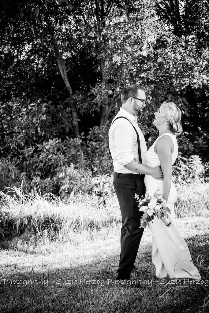 Black and white wedding photo